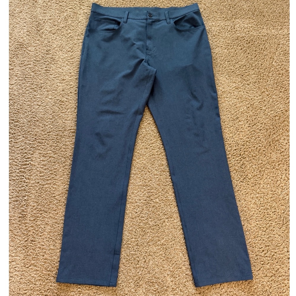 Travis Mathew Mens Blue Performance Golf Pants 36 Heathered Stretch Trousers